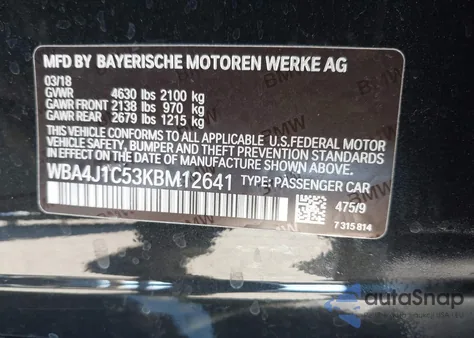 2019 BMW 430I Gran Coupe из США, поврежденный, VIN WBA4J1C53KBM12641